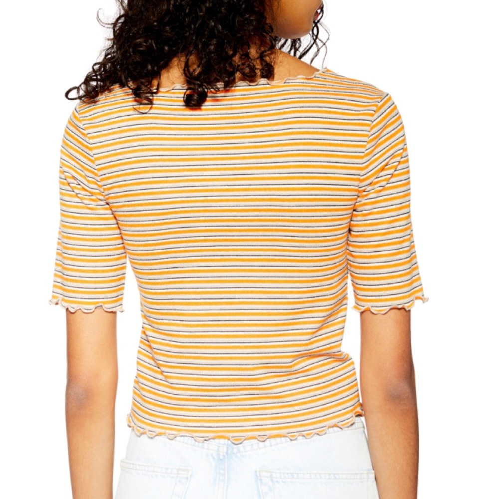 TOPSHOP Striped Ruffled Tee - Picture 2 of 7